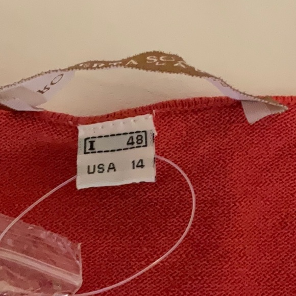 Roberta Scarpa Knit Lab Embroidered Cardigan Sweater Size 14 Orange - Picture 14 of 15